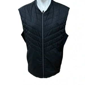 The North Face black puffer vest full front zip, pockets, front and back logo